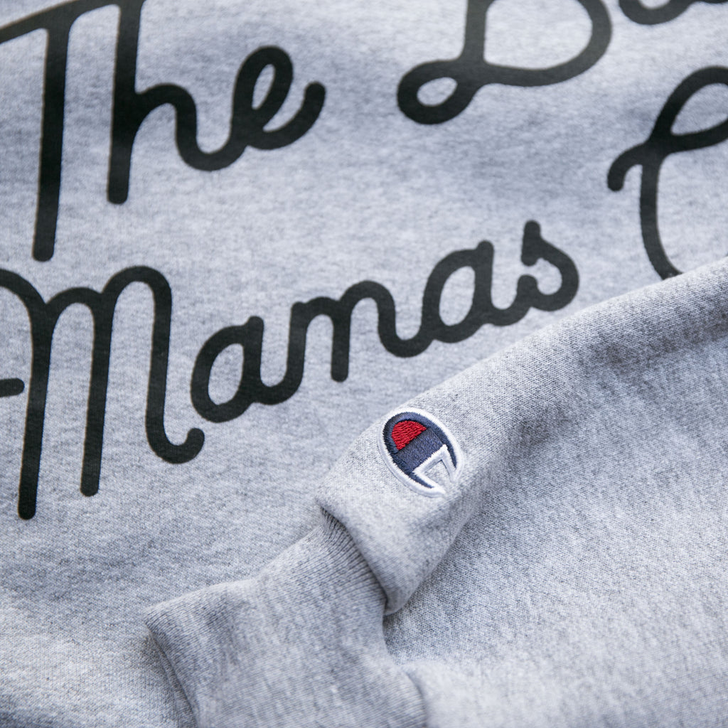 bad mamas champion classic tilt sweatshirt- black on gray